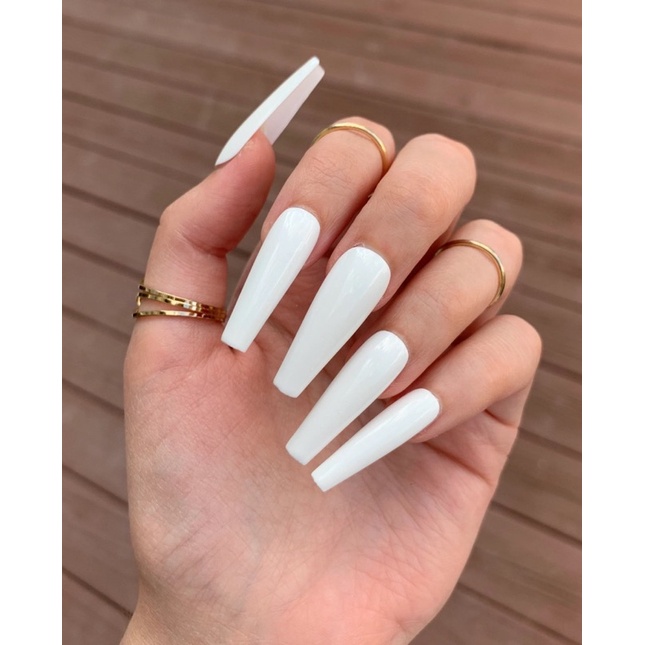 NAILBOX móng giả thiết kế sơn trơn màu trắng basic