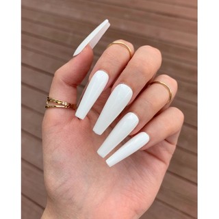 NAILBOX móng giả thiết kế sơn trơn màu trắng basic