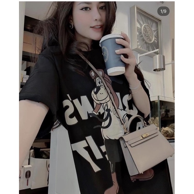 VÁY COTTON SUÔNG HÌNH CÚN MÀU ĐEN