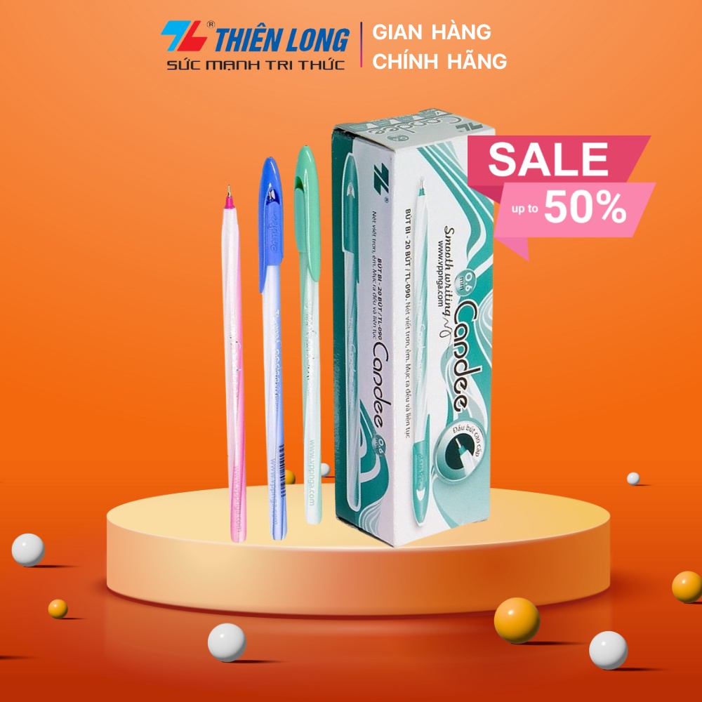 Combo 20 Bút Bi Thiên Long TL-090 -0.6 mm Candee (Màu Ngẫu Nhiên)