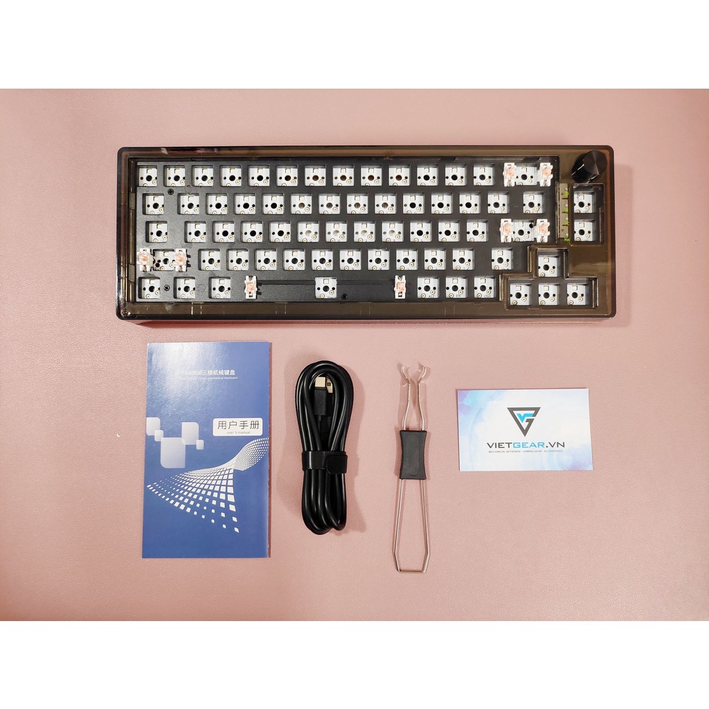 Kit Bàn phím cơ TK66 led RGB 3 mode usb type C hot swap