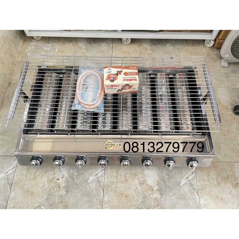 BẾP NƯỚNG GAS 8 INOX LỚN NƯỚNG HẢI SẢN BBQ HÀU