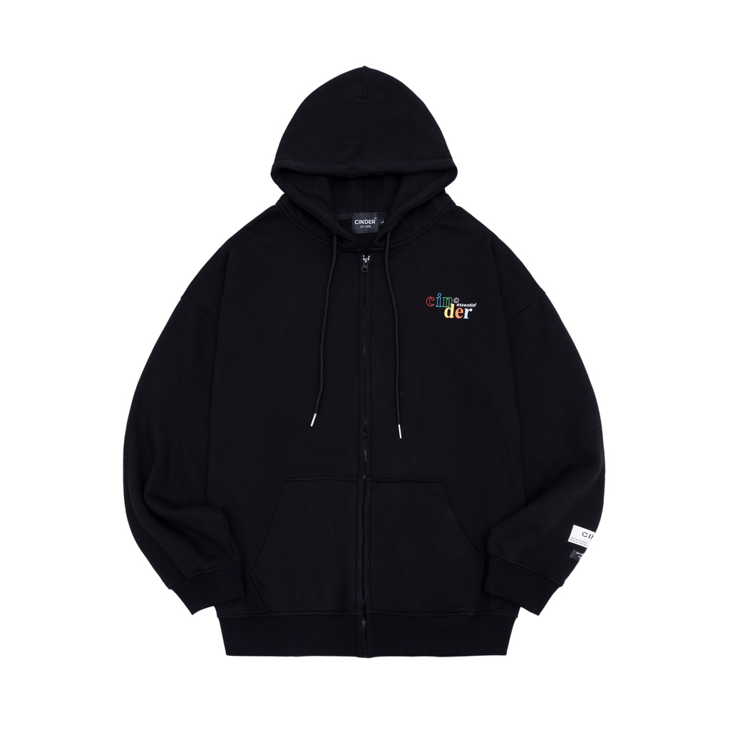 Áo Hoodie Zip Basic Cinder Màu Đen, Áo Hoodie Nam Nữ Form Rộng Local Brand