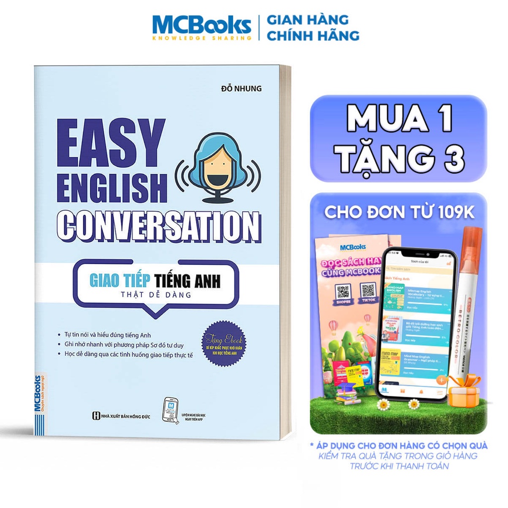 Sách - Easy English Conversation – Giao tiếp tiếng Anh thật dễ dàng - Học Kèm App Online  - MCB