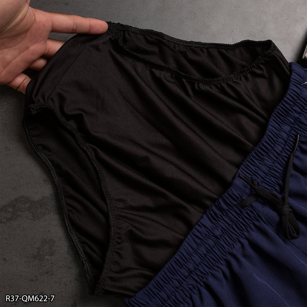 Quần short thể thao/ quần tập gym 2 lớp form trên gối tôn dáng, chất vải mịn mát R37
