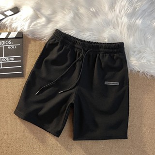  Quần đùi thun trơn nam  Quần short thun form rộng thêu logo cao su chất cotton tổ ong 