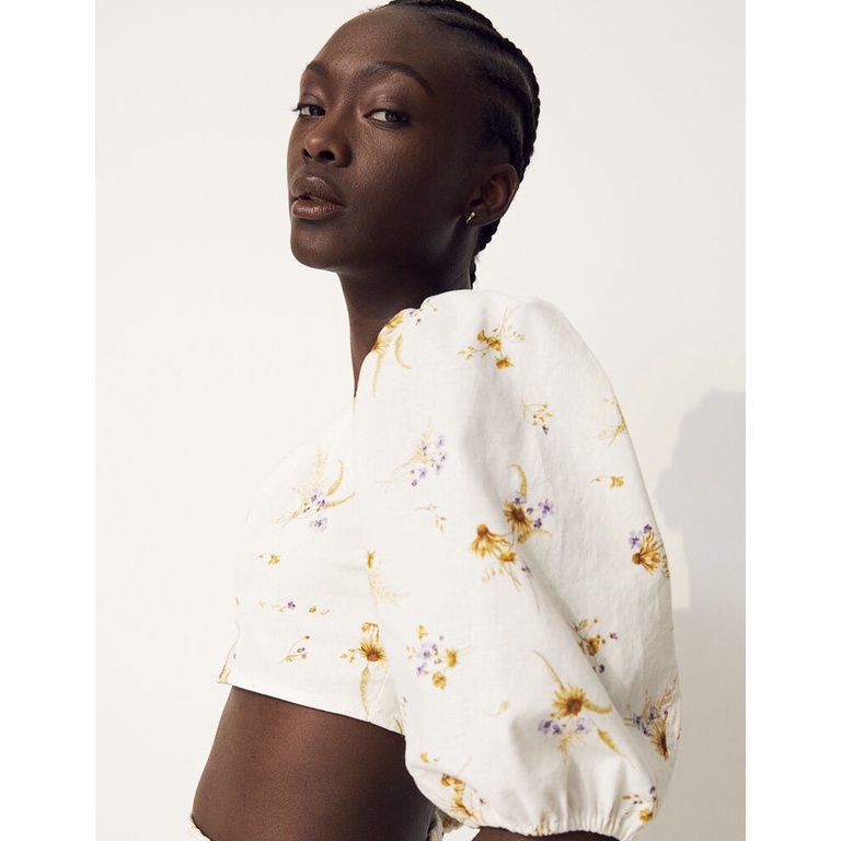 Áo croptop H&M chính hãng 1 mau chất thun line dày dăn cực xịn