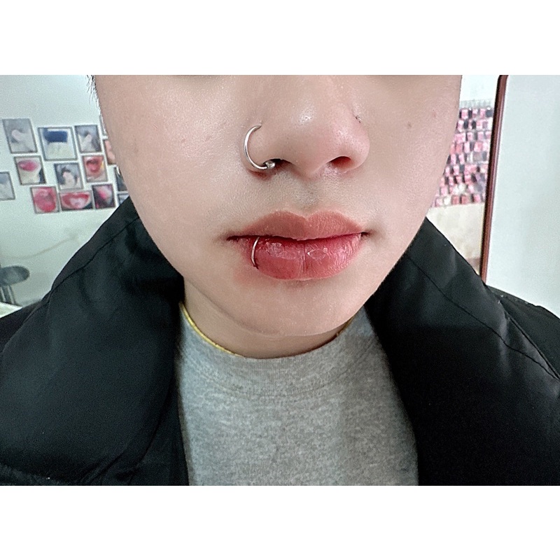 Khuyên Mũi , Môi , Tai Tròn Dạng Bẻ Siêu Mảnh Thép Titan Không Gỉ Dành Cho Nam Nữ