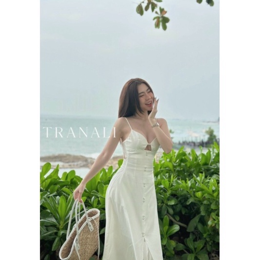 Đầm Hai Dây Maxi Hở Lưng Phối Cúc Chất Tuyết Mưa GKT (HỎA TỐC) | BigBuy360 - bigbuy360.vn