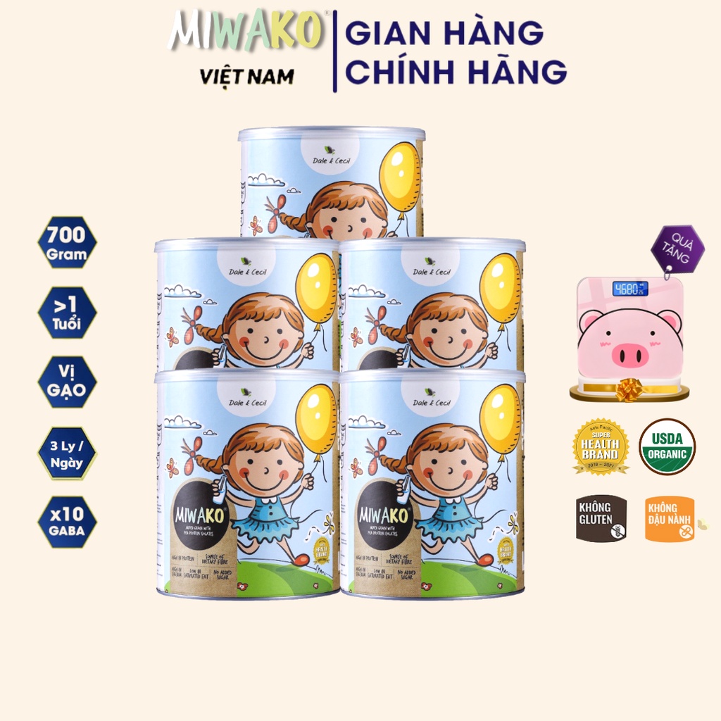  Sữa Công Thức Thực Vật Hữu Cơ Miwako vị gạo 700g x 5 hộp  - Miwako Việt Nam