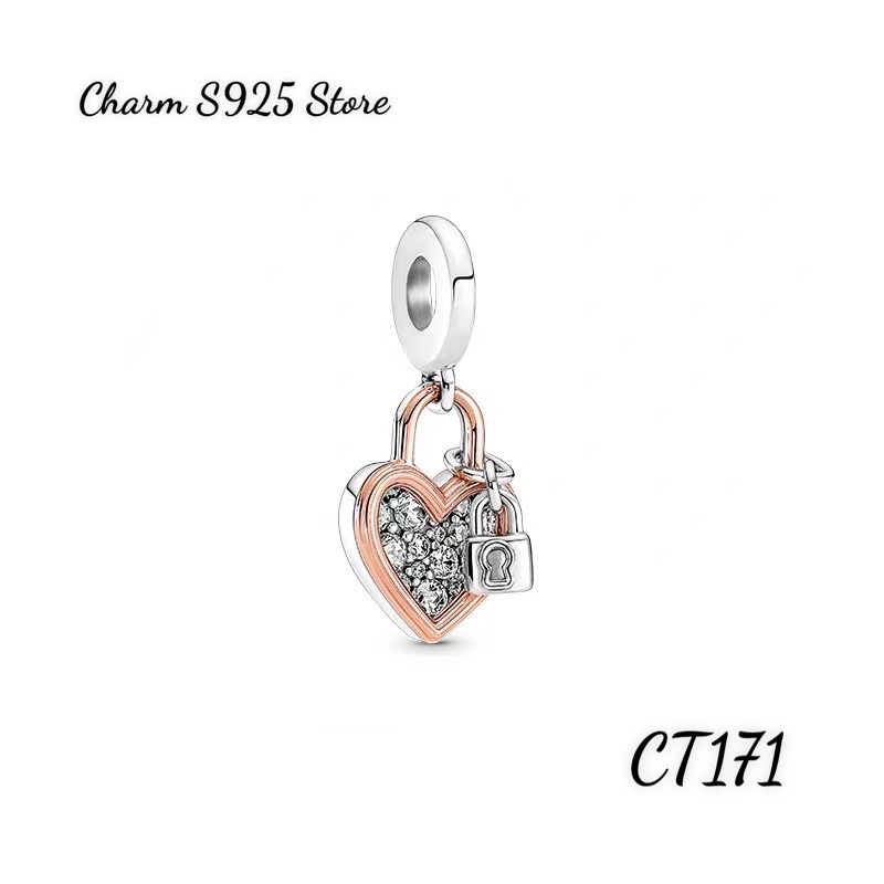 CHARM PAN ALE TREO TIM PHỐI MÀU ĐÍNH ĐÁ BẠC S925 CAO CẤP