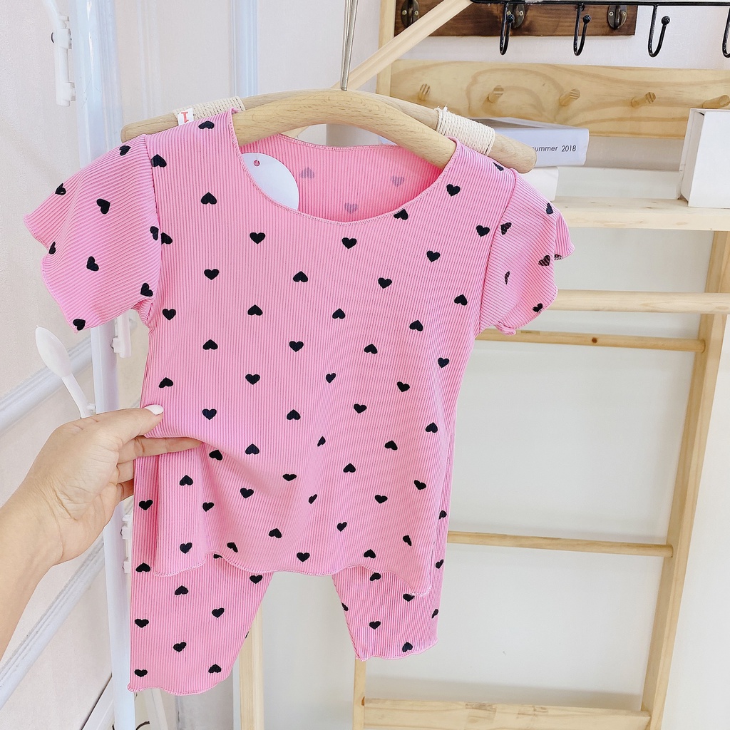 Quần áo bé gái , đồ bộ cộc tay quần dài minky mom cute QN21