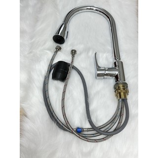 Vòi rửa bát nóng lạnh ,vòi rửa chén nóng lạnh Đồng mạ crom rút dây vòi rút