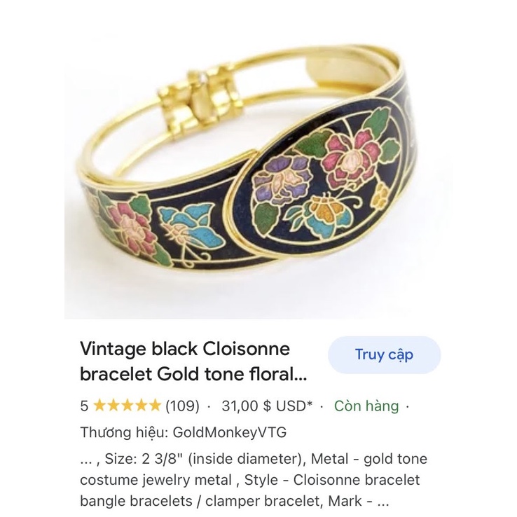 VÒNG TAY PHÁP LAM SECONDHAND TRANG SỨC SI NHẬT BOU JEWELRY VINTAGE MÃ VT085