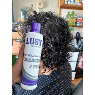 thuốc uốn lạnh Lusy Collagen không cần dập 500ml AZ008 ,thuốc uốn tóc tại nhà, tặng kẹp càng cua, bịt tai