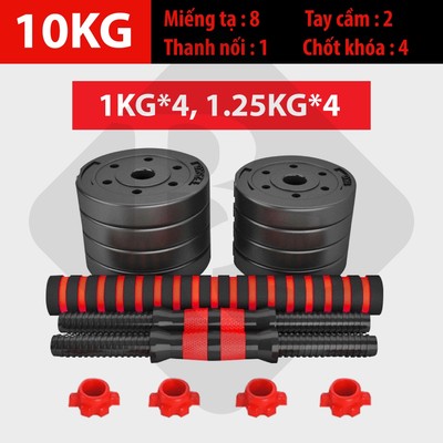 BG Bộ tạ đôi tạ nhựa đen PVC 10KG cao cấp đa năng thiết kế mới