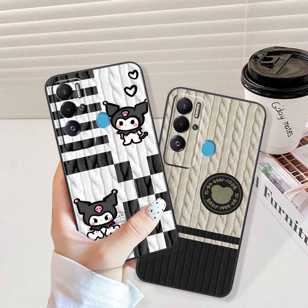 Ốp lưng TPU Viền vuông Tecno POVA NEO / SPARK 7 / SPARK 9 in hình họa tiết len Lucky Bunny,Bear,Smile