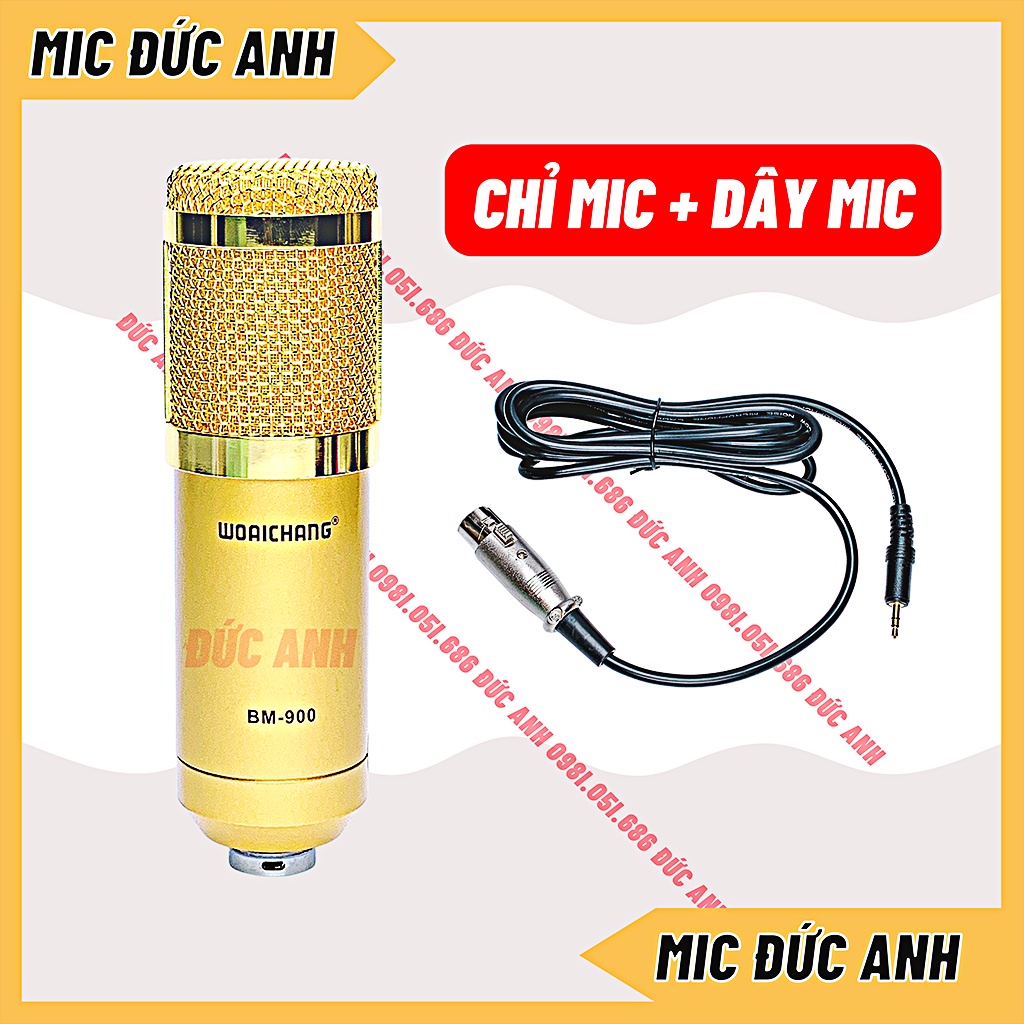 Mic Thu Âm BM900 Hàng Loại 1 Kết Hợp Với Nhiều Dòng Sound Card Như K10 Và K300, H9, V8, V10 Gồm Mic Và Dây Mic