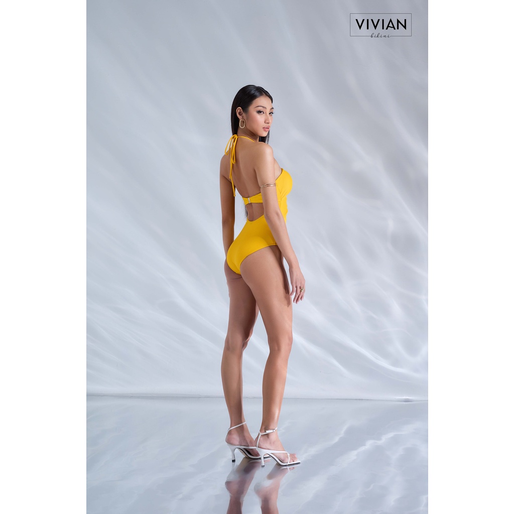 Đồ bơi nữ cao cấp 𝐕𝐈𝐕𝐈𝐀𝐍 dạng một mảnh phối từng mảnh cách điệu - Vàng - VS185_YL