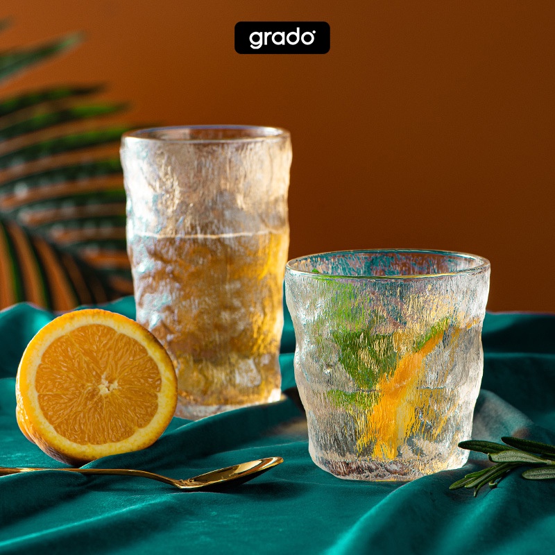 Ly thủy tinh cao cấp Grado C02, cốc vân mờ họa tiết sóng nước