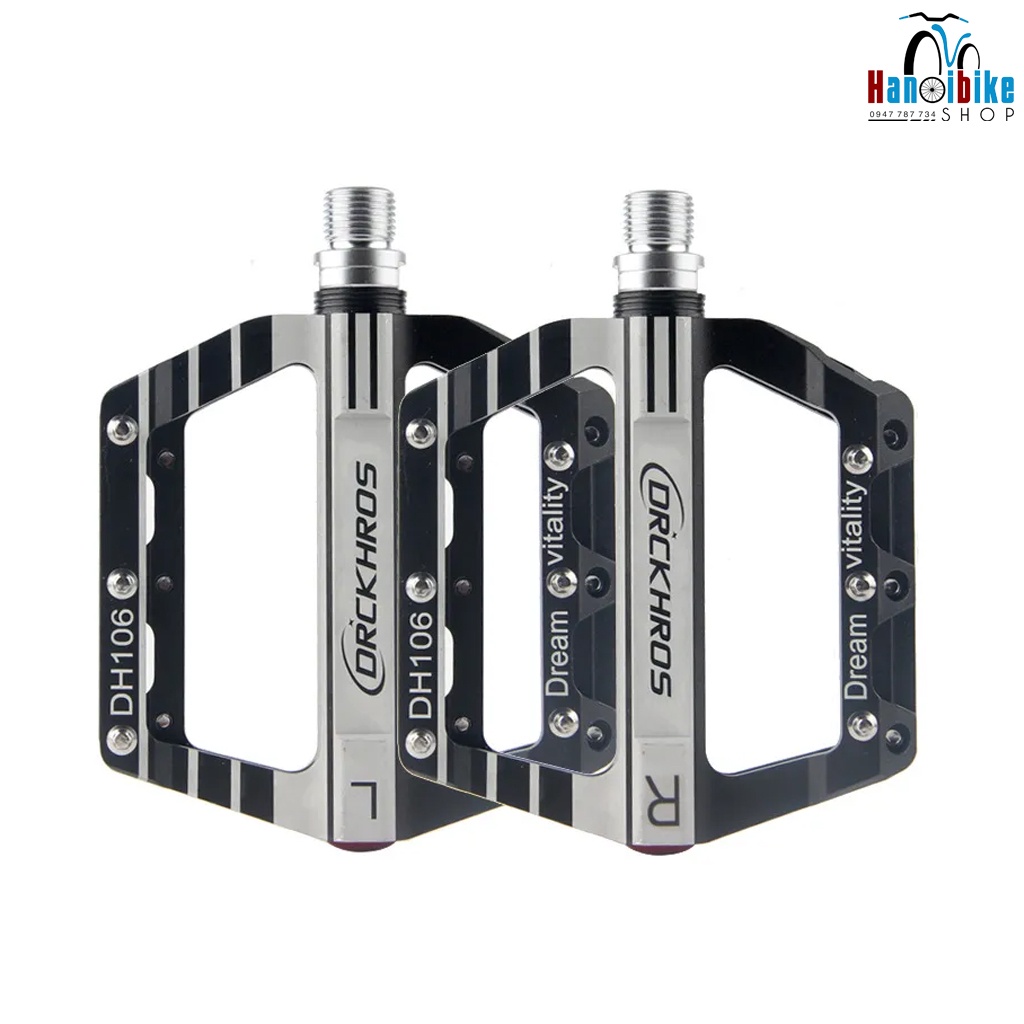 Pedal xe đạp nhôm bi vòng DRCKHROS DH106 dùng cho MTB, Fixed Gear xỏ straps