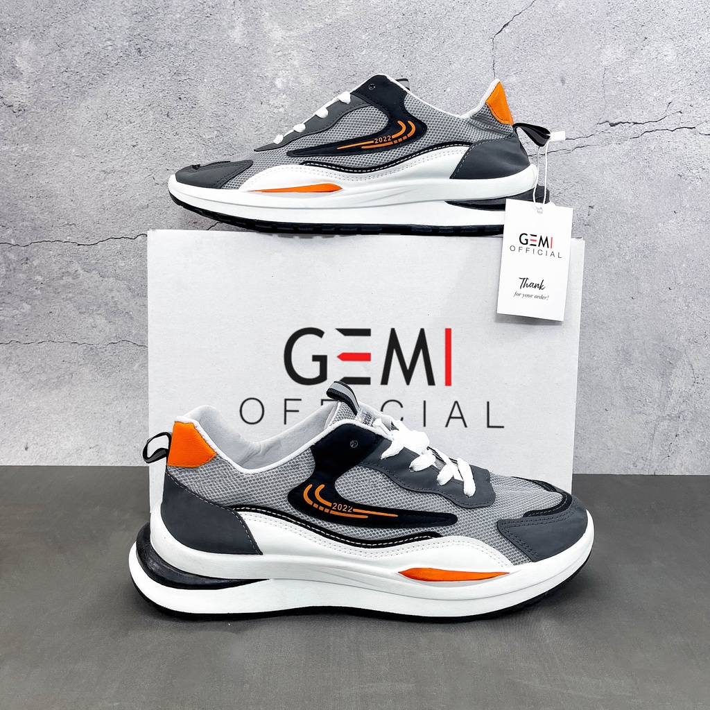 Giày Thể Thao Nam GEMI - Giày Sneaker Màu Xám - Đen, Giày Thể Thao Chạy Bộ, Thể Dục, Đi Chơi - G5301
