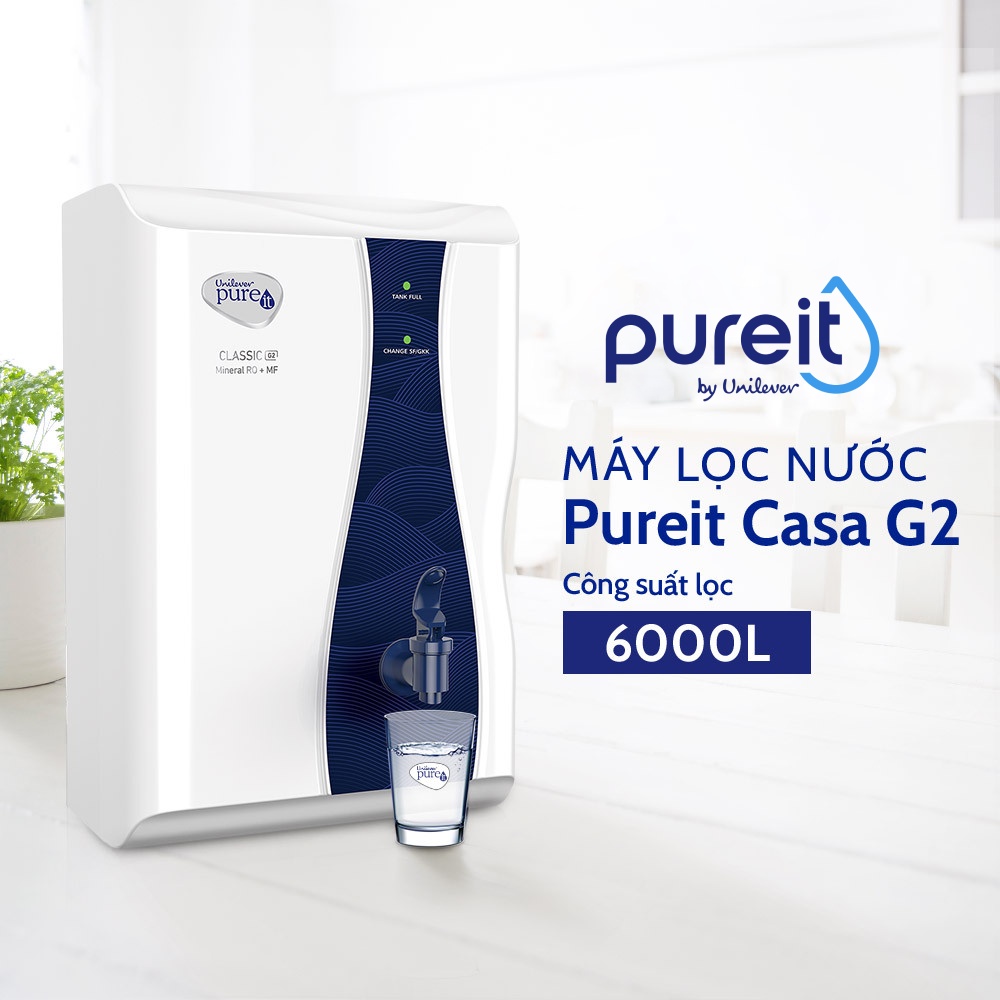 [ COMBO TIẾT KIỆM ] Máy lọc nước Pureit Casa G2 + Lõi lọc thô + Bộ lọc diệt khuẩn Pureit Casa G2