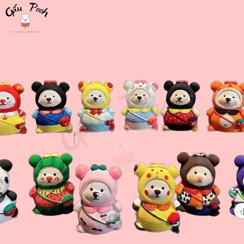 Tô Tượng Thạch Cao Gấu Đeo Túi Size Mini 6cm Không Kèm Màu