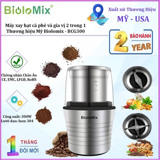 Máy xay hạt cà phê và gia vị 2 trong 1 biolomix bcg300