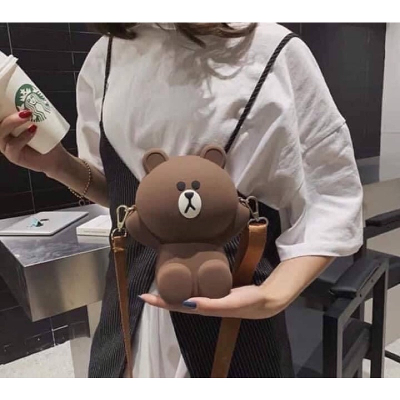 Túi gấu silicon kèm 1dây to