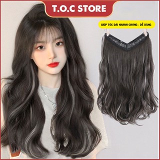 Tóc kẹp dải nửa đầu highight xoăn- Tóc kẹp chữ U light
