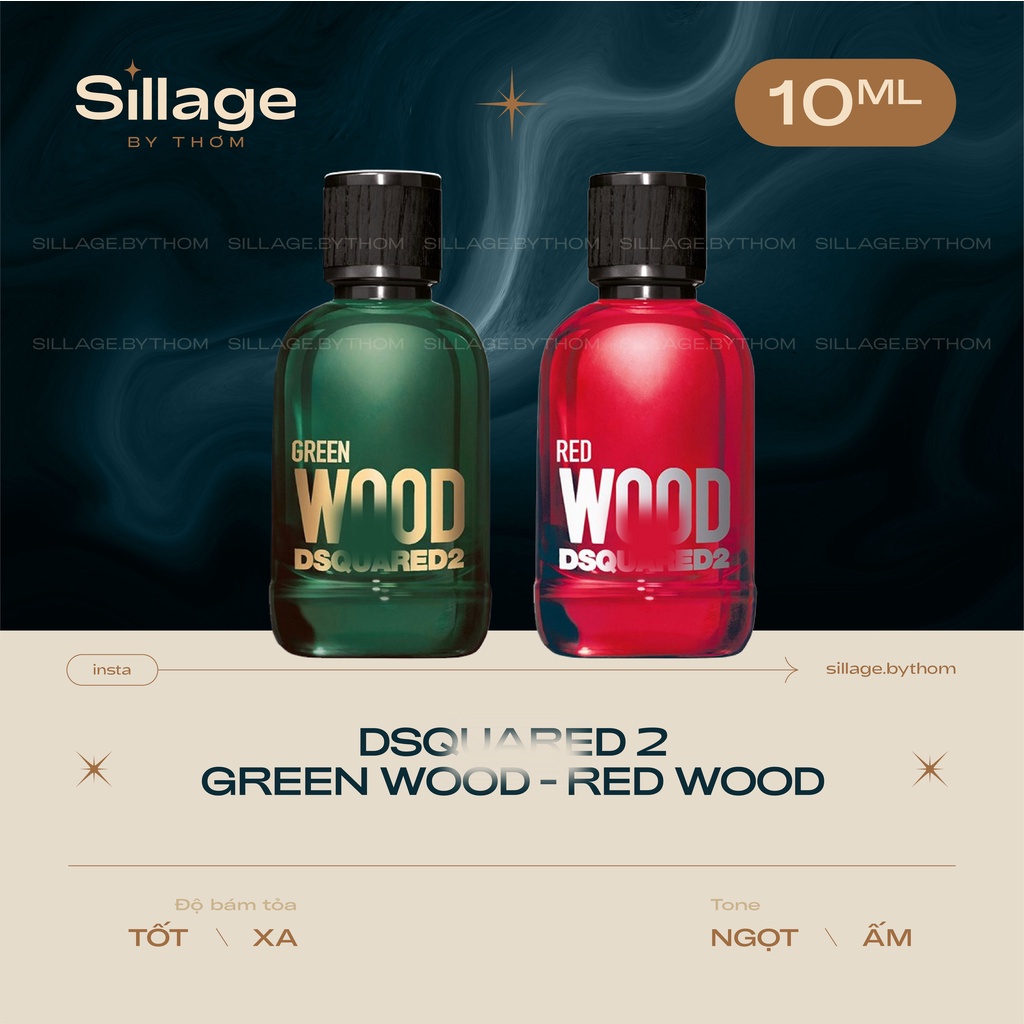 DS QUARED 2 RED WOOD POUR FEMME GREEN WOOD POUR HOMME EDT | Mẫu thử nước hoa nam nữ