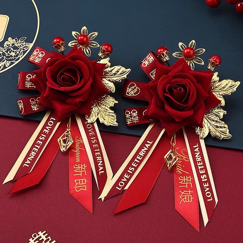 🌸🌸🌸 BÔNG HOA CÀI ÁO KIM DIỆP HỒNG BẢO TRANG TRÍ CƯỚI 🌸🌸🌸