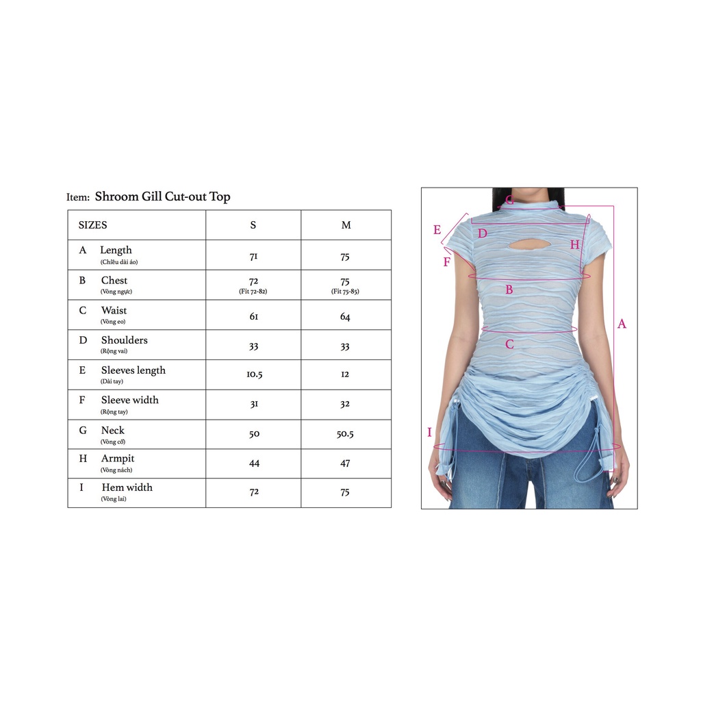 Áo cutout xanh dương HeartBurn