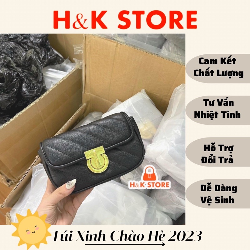 Túi đeo chéo da mềm đẹp khóa tròn kim loại dây đeo quả chuông điều chỉnh độ dài cao cấp