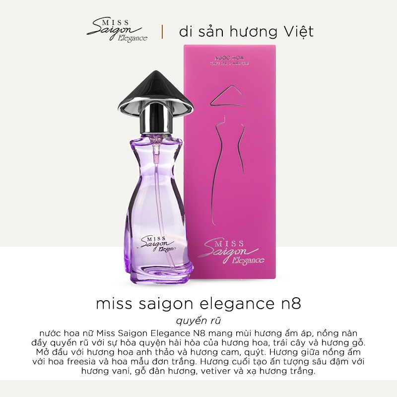 Kết hợp Nến thơm + Nước Hoa nữ Miss Saigon Elegance N8 EDP 15ml - Hộp Tím chính hãng