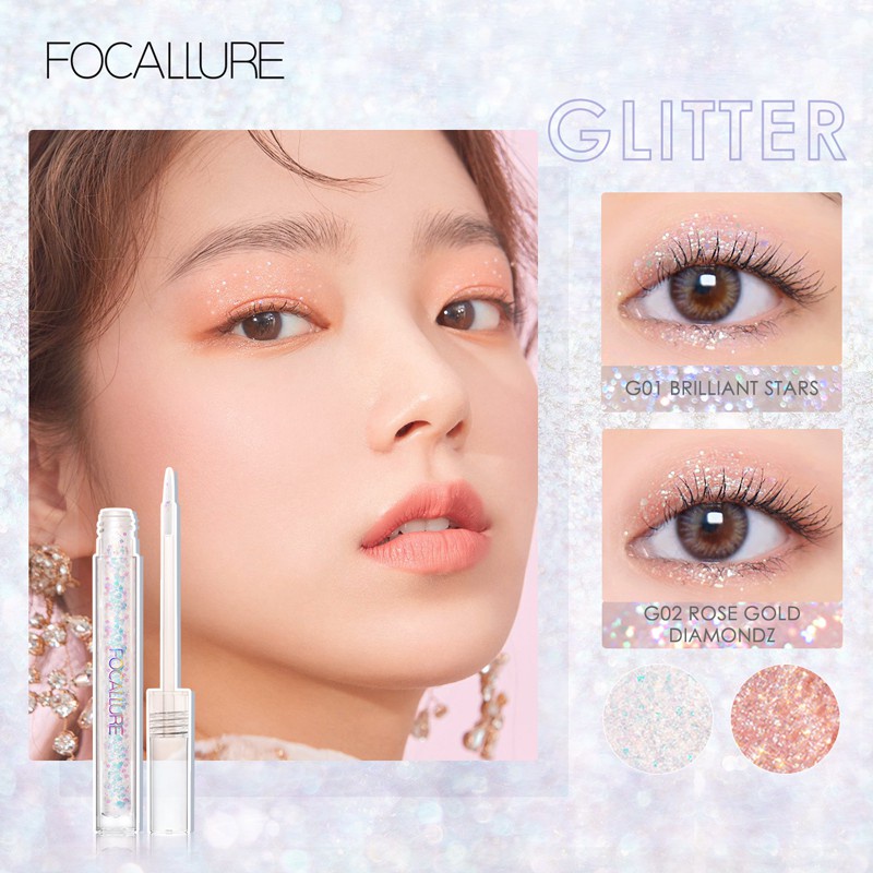 Phấn Mắt Nhũ Ánh Kim Dạng Lỏng Chống Thấm Nước Nhanh Khô Độ Bão Hòa Cao Focallure Glittering Liquid Eyeshadow FA195