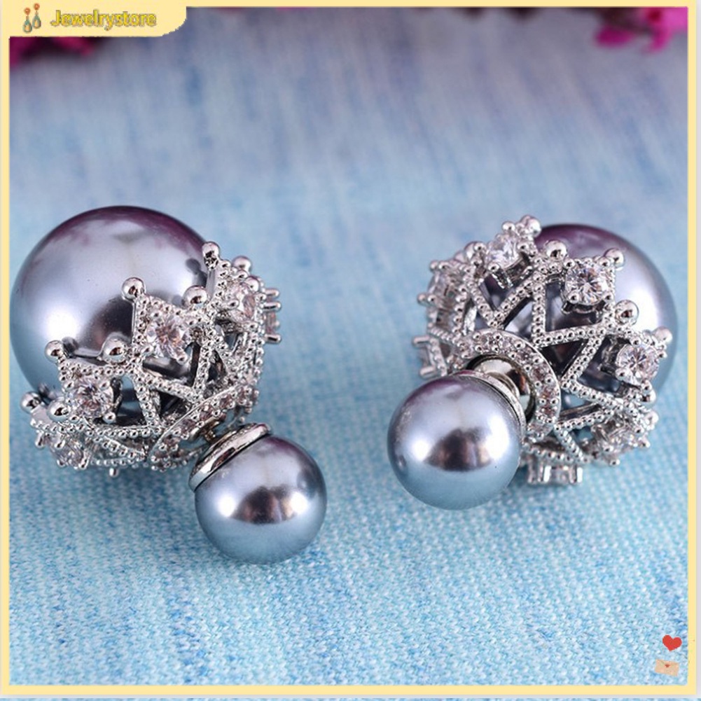 Khuyên Tai Nữ Trang Tạo Hình Cánh Hoa Đính Ngọc Trai Xinh Xắn