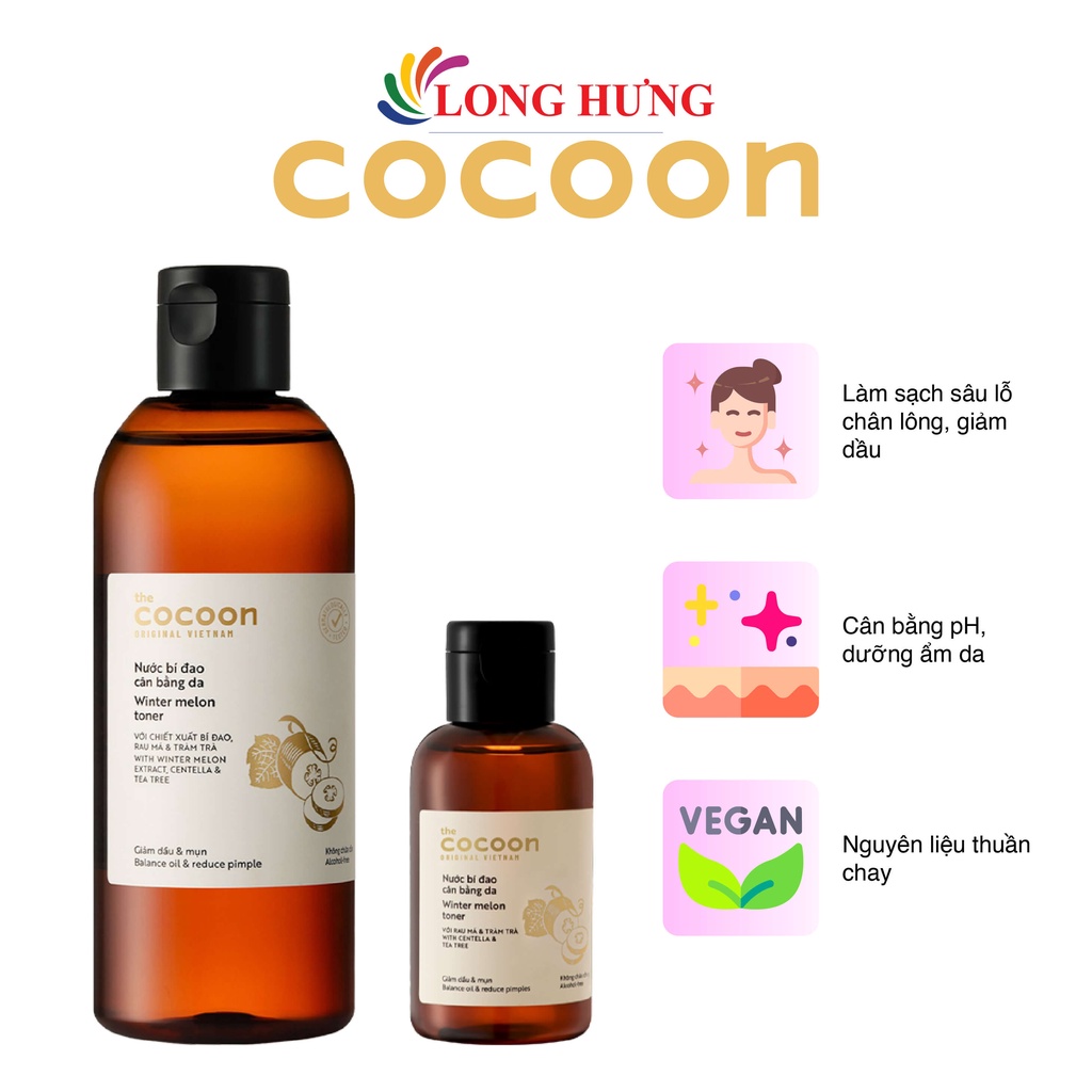 Nước bí đao cân bằng da Cocoon giúp giảm dầu và mụn (140ml/310ml)