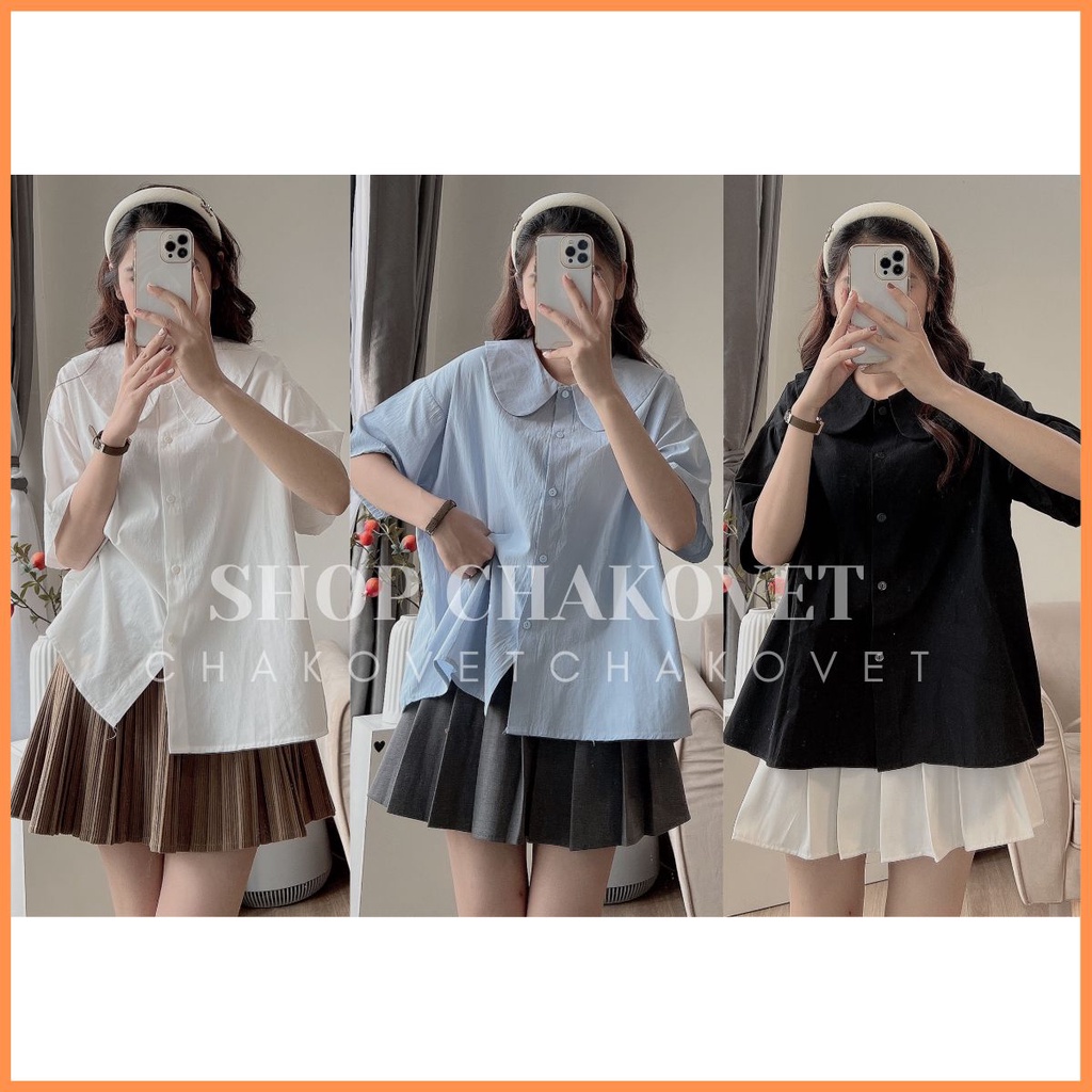 Áo Sơ Mi Nữ Tay Ngắn Cổ Sen Cao Cấp A8603 Áo Kiểu Form Dáng Babydoll Cực Thanh Lịch Phong Cách Hàn Quốc - CHAKOVET