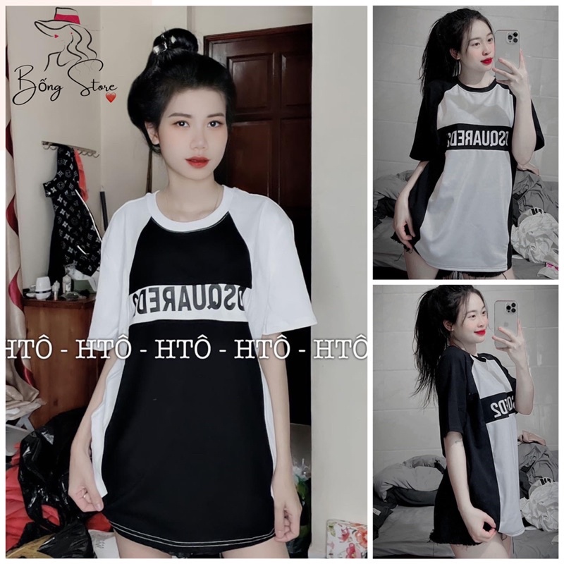 Áo phông unisex DSQ2 phối màu basic form rộng tay lỡ dành cho nam nữ