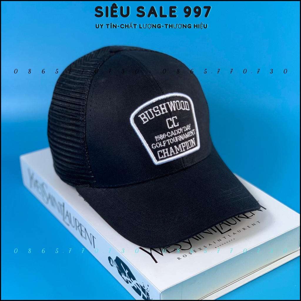 MŨ LƯỠI TRAI BUSHWOOD KẾT LƯỚI THOÁNG MÁT THÊU LOGO THỜI TRANG
