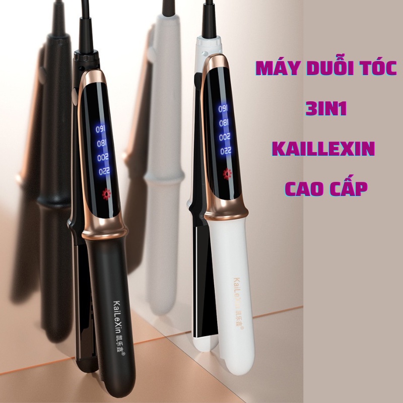 Máy duỗi tóc, kẹp thẳng, ép tóc, uốn cúp làm tóc xoăn lọn đa năng 3in1, Máy Kẹp Thẳng Tóc 4 Mức Nhiệt KEMEI2219 KAILEXIN