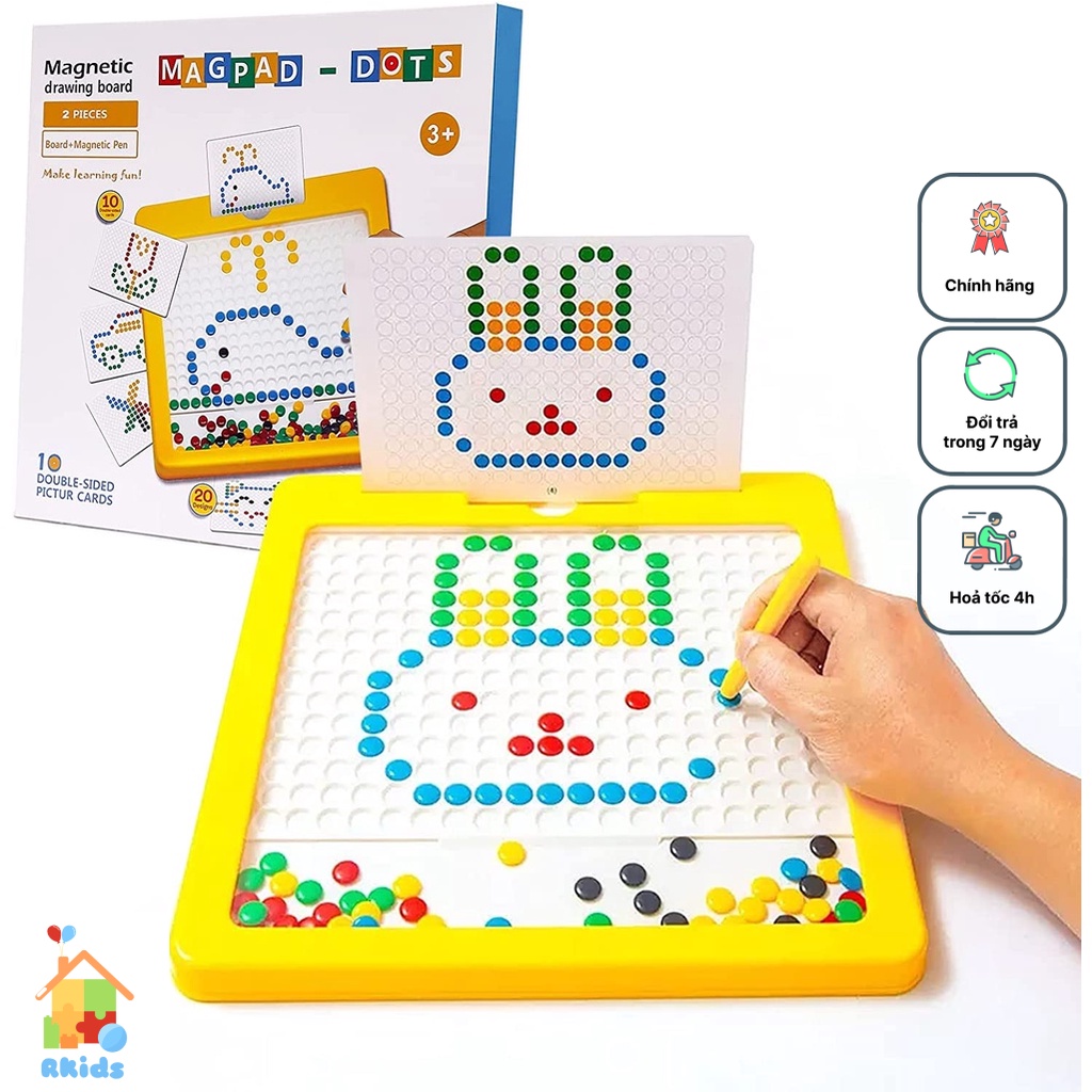 Bảng vẽ nam châm - (tặng kèm 1 bút + 20 hình mẫu) Loại 1 Size to 31x31
