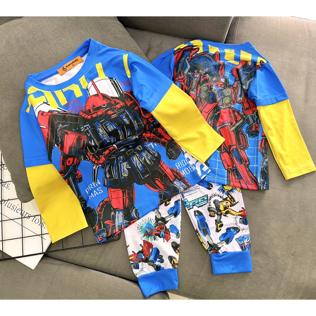 Bộ Tay dài quần dài Thun lạnh 3D loại 1 Ann's Kids siêu nhân cho bé trai size nhí từ12-22kg-Đồ bộ cho bé-Pikakids