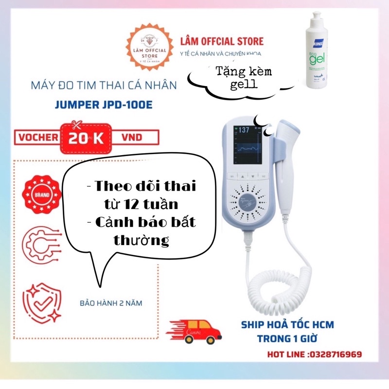 Máy đo tim thai, máy nghe tim thai tại nhà JUMPER JPD-100E bảo hành 24 tháng