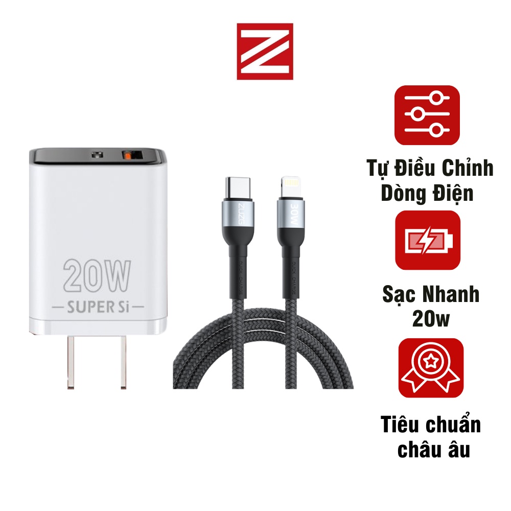 Củ sạc nhanh samsung ip 2 cổng PD 3.0 và QC3.0 chính hãng ZUZG UC05