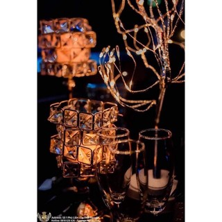 ✨ Chân Nến Bộ 3 Pha Lê Rubic ✨ Trang Trí Nhà Hàng, Khách Sạn, Quán Bar, Tiệc Cưới