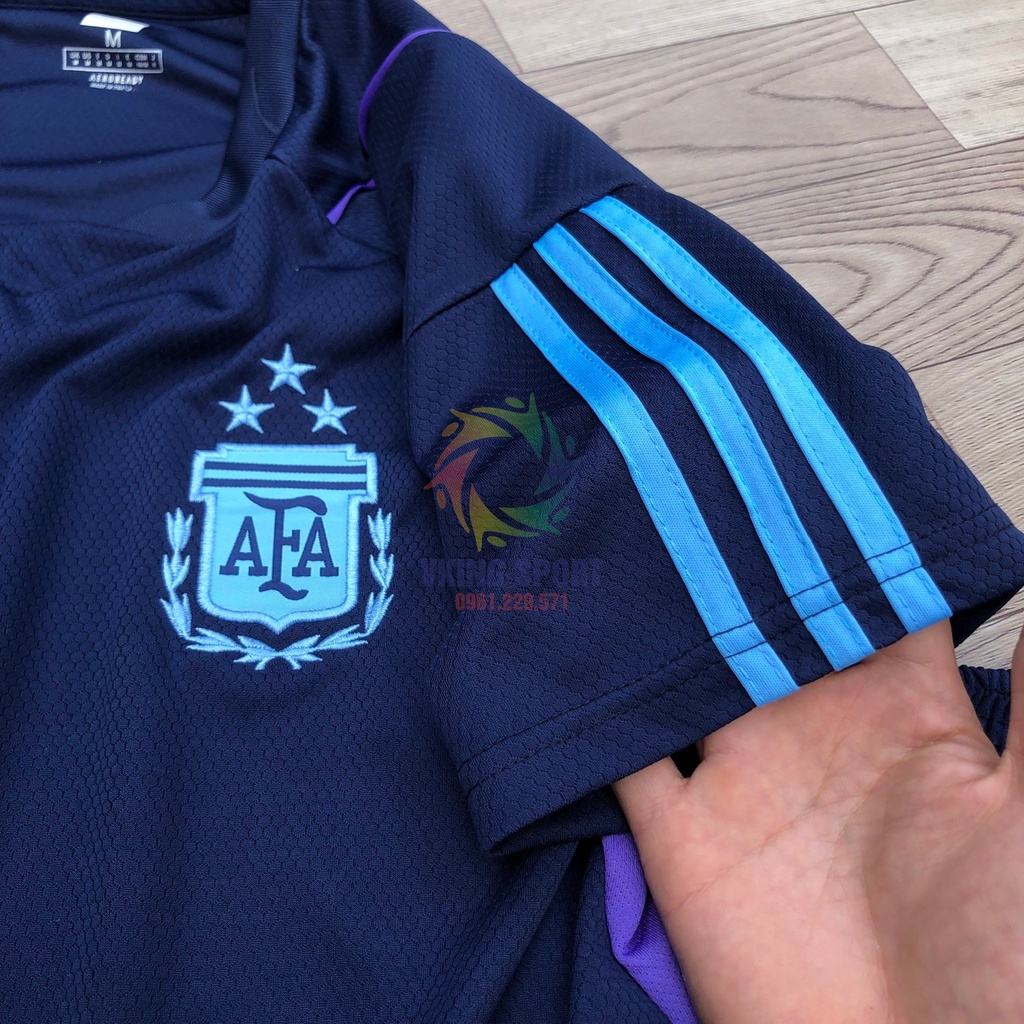 Bộ Quần Áo Bóng Đá Đội Tuyển Argentina 3 Sao Training Vải Kim Cương Màu Than Có In Tên Số Theo Yêu Cầu