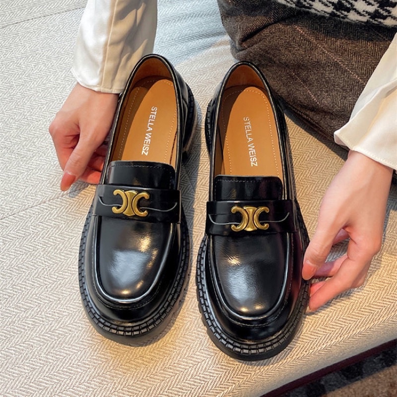 giày da lười nữ oxford loafer mũi tròn phong cách retro moca ullzang